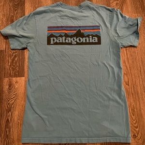 Patagonia Common Threads Pocket T Shirt Logo Blue Mens Size Small